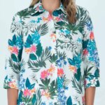 Vibrant Floral Print Women'S Shirt
