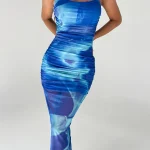 Elegant Ocean Blue Bodycon Dress