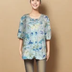 Elegant Floral Print Lightweight Shirt